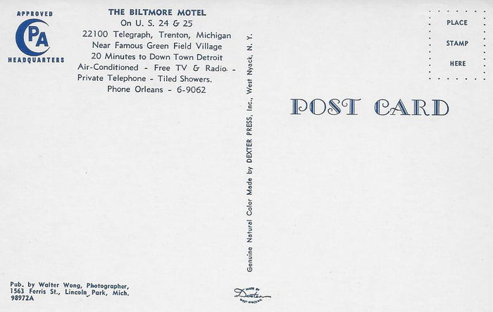 Biltmore Motel (Tourist Haven Motel) - Old Postcard